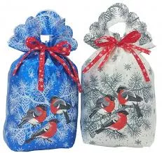№4 МЕШОЧЕК ЗА ОКОШКОМ СНЕГИРИ 700 грамм новогодний подарок классический