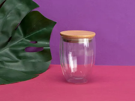 Стакан с двойными стенками и бамбуковой крышкой Valday