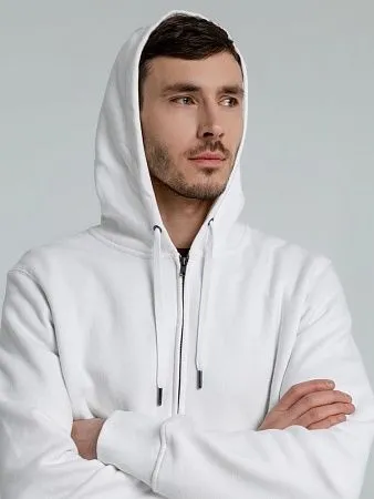 Толстовка с капюшоном на молнии унисекс King, белая