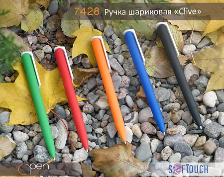 Ручка шариковая "Clive", синий, покрытие soft touch