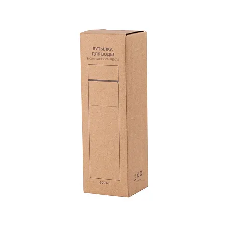 Бутылка для воды "Wellness" в силиконовом чехле, черный #