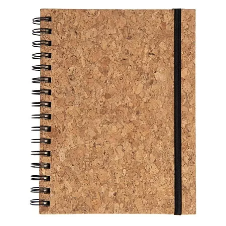 Блокнот с обложкой из пробкового дерева XIANKEL на пружине, твердая обложка, черная резинка