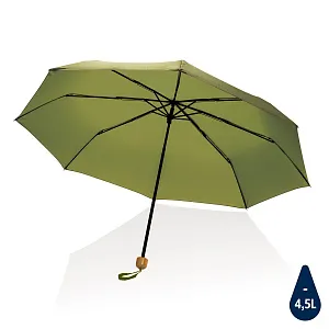 Компактный зонт Impact из RPET AWARE™ с бамбуковой ручкой, 20.5"
