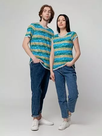 Футболка мужская Rayet двусторонняя, голубая с зеленым