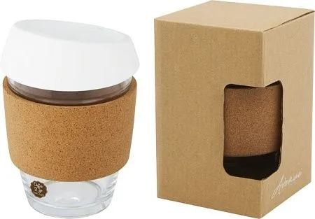 Стеклянный стакан с силиконовой крышкой и пробковой манжетой Lidan