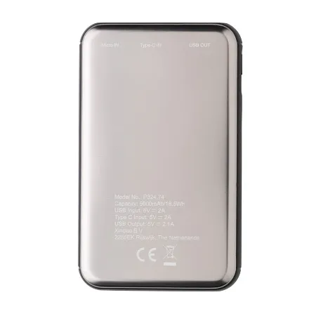 Карманный внешний аккумулятор на 5 000 мАч, серый