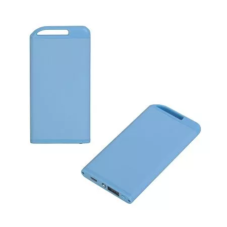 Зарядное устройство "Theta" с фонариком, 4000 mAh, голубой, покрытие soft touch#