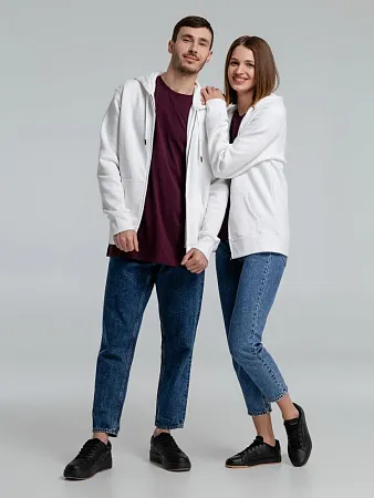 Толстовка с капюшоном на молнии унисекс King, белая