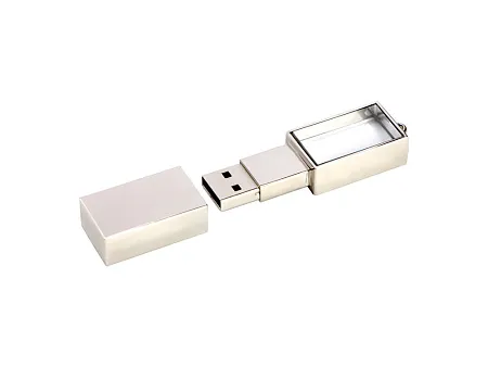USB 2.0- флешка на 16 Гб кристалл в металле золотистая