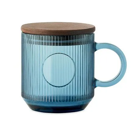 Ribbed glass mug 300ml