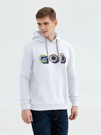 Толстовка с капюшоном «Новый GOD», белая