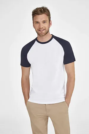 Футболка мужская двухцветная FUNKY 150, белая с темно-синим