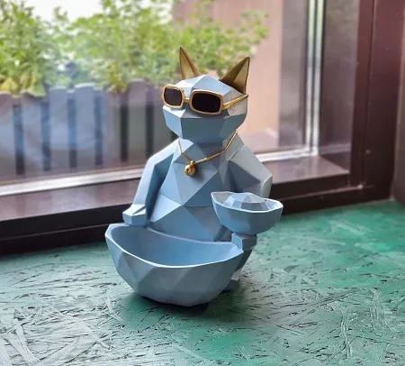 Статуэтка хранитель Кот фантазер, изумрудный