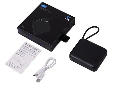 Внешний аккумулятор со встроенным кабелем Liri, QC/PD, 10000 мАч