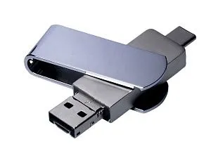 USB 2.0-флешка на 16 Гб с поворотным механизмом и дополнительным разъемом Micro USB
