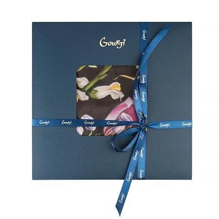 Платок Gourji "Гербарий" 120х120 шелк розовый