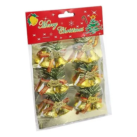 Набор пластиковых  колокольчиков C Рожеством, золотой