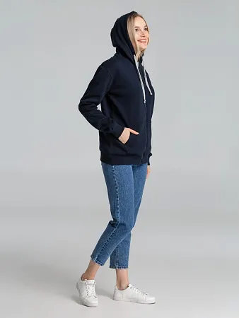 Толстовка на молнии с капюшоном Unit Siverga Heavy, темно-синяя