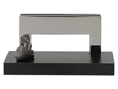 Подставка для визиток Круиз, серебристый/черный 