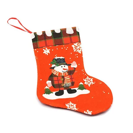 Сапожок подарочный новогодний №4 (снеговик красный мелкий), красный
