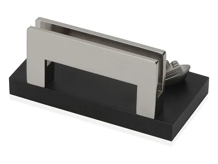 Подставка для визиток Круиз, серебристый/черный 