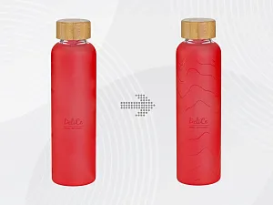 Стеклянная бутылка с бамбуковой крышкой Foggy,  с УФ-печатью