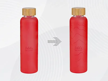 Стеклянная бутылка с бамбуковой крышкой Foggy,  с УФ-печатью