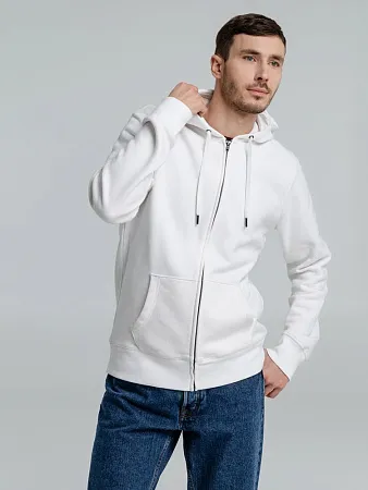 Толстовка с капюшоном на молнии унисекс King, белая
