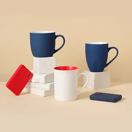 Керамическая кружка Astra, 380 ml, белый/красный