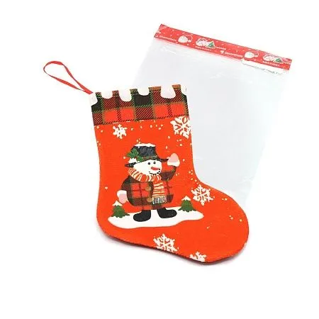 Сапожок подарочный новогодний №4 (снеговик красный мелкий), красный