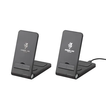 Складная беспроводная (15W) зарядная станция "Clap" для смартфона, часов и наушников, с подсветкой логотипа и подставкой