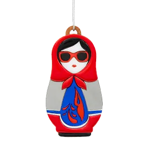 Ёлочная игрушка Матрёшка с узорами
