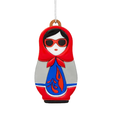 Ёлочная игрушка Матрёшка с узорами