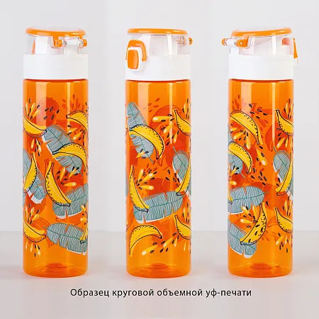 Бутылка для воды "Vita" с нанесением "Бананы" 600 мл, оранжевая