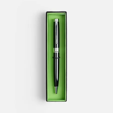 Ручка шариковая Broad Ring в футляре, глянцевая, черная