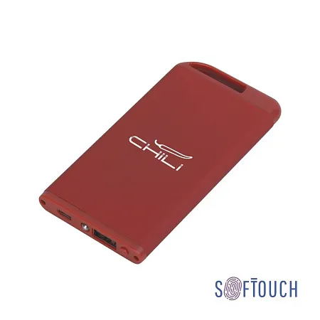 Зарядное устройство "Theta" с фонариком, 4000 mAh, голубой, покрытие soft touch#