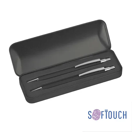 Набор "Ray" (ручка+карандаш), оранжевый/черный, покрытие soft touch