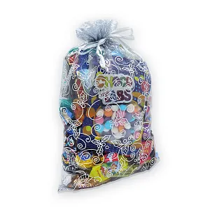 №4 МЕШОЧЕК ИЗ ОРГАНЗЫ СЕРЕБРО 700 грамм новогодний подарок классический