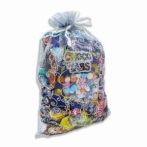 №5 МЕШОЧЕК ИЗ ОРГАНЗЫ СЕРЕБРО 850 грамм новогодний подарок классический