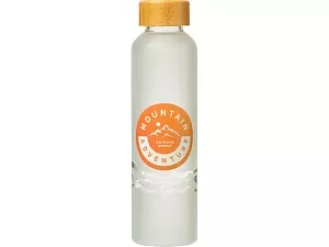 Стеклянная бутылка с бамбуковой крышкой Foggy, 600 мл с круговой УФ- печатью