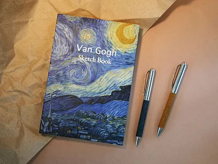 Ручка шариковая Venera из переработанной стали и переработанной кожи