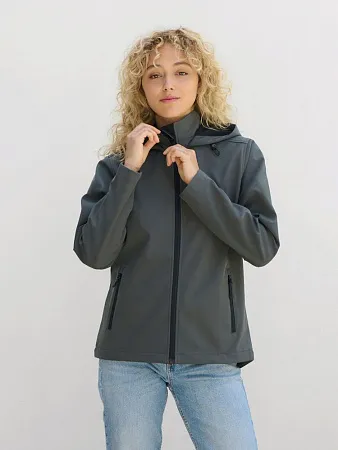 Куртка софтшелл с капюшоном женская Race Women, темно-синяя