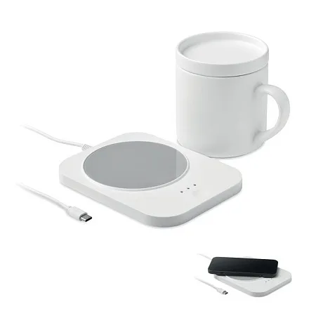 Wireless charger mug warmer set