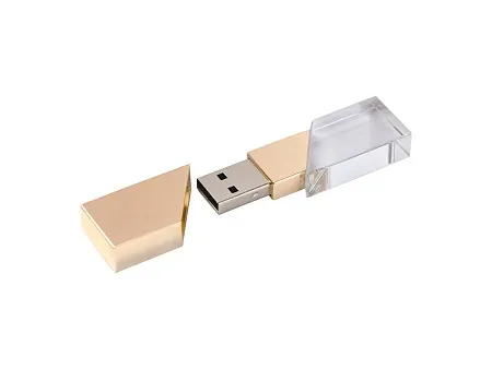 USB 2.0- флешка на 16 Гб кристалл в металле серебристая