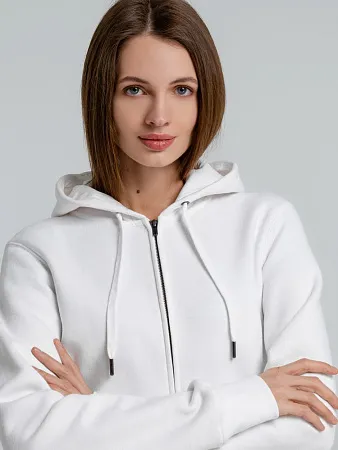 Толстовка с капюшоном на молнии унисекс King, белая