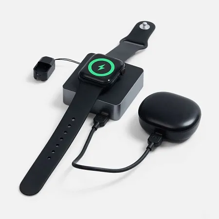 Внешний аккумулятор с беспроводной зарядкой Aura Power, серый