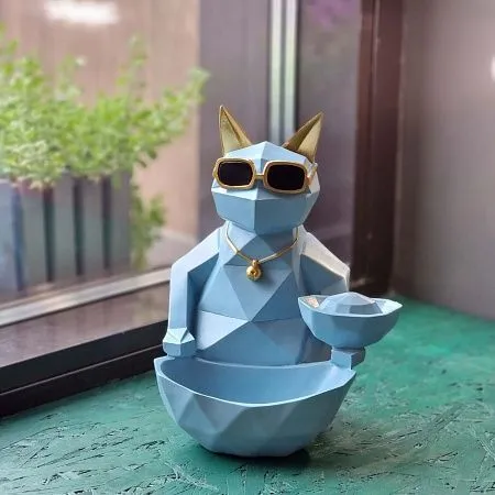 Статуэтка хранитель Кот фантазер, изумрудный