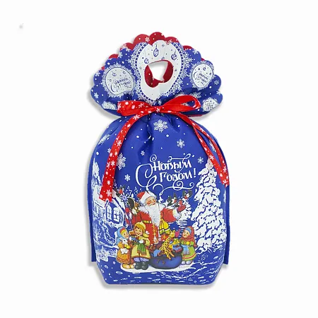№6 МЕШОЧЕК СНЕЖНЫЙ ПРАЗДНИК синий 1000 грамм новогодний подарок классический