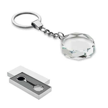 Glass round award key ring