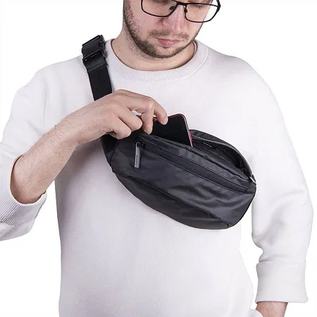 Сумка на пояс "Siri", черный, 37х25х14 см, 100% полиэстер 